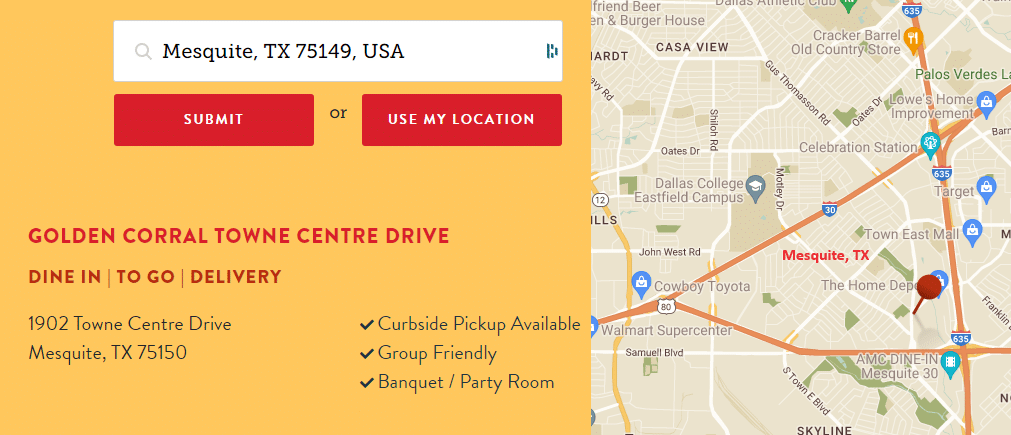 Map to In Person Defensive Driving at Golden Corral Mesquite